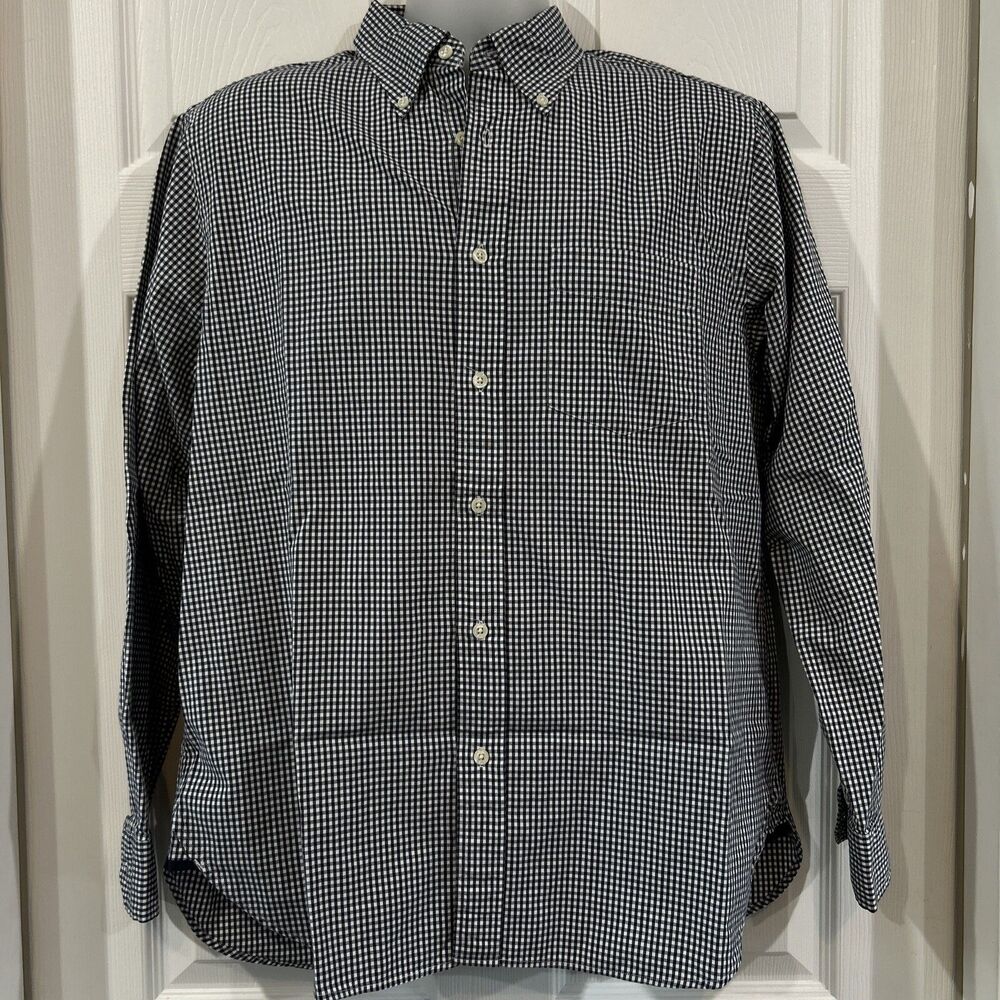 Gap Classic Button Up Shirt Men's M Blue White Check Long Sleeve